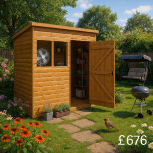 7'x5' Tiger Loglap Pent Shed - Wooden Loglap Sheds - 0% Finance - Buy Now Pay Later - Tiger Sheds