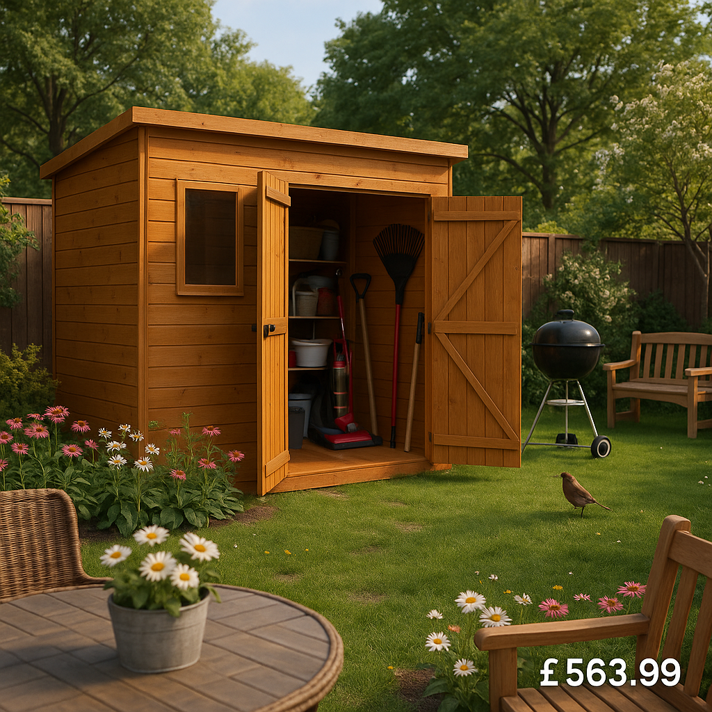 7'x5' Tiger Shiplap Pent Double Door - Wooden Shiplap Sheds - 0% Finance - Buy Now Pay Later - Tiger Sheds