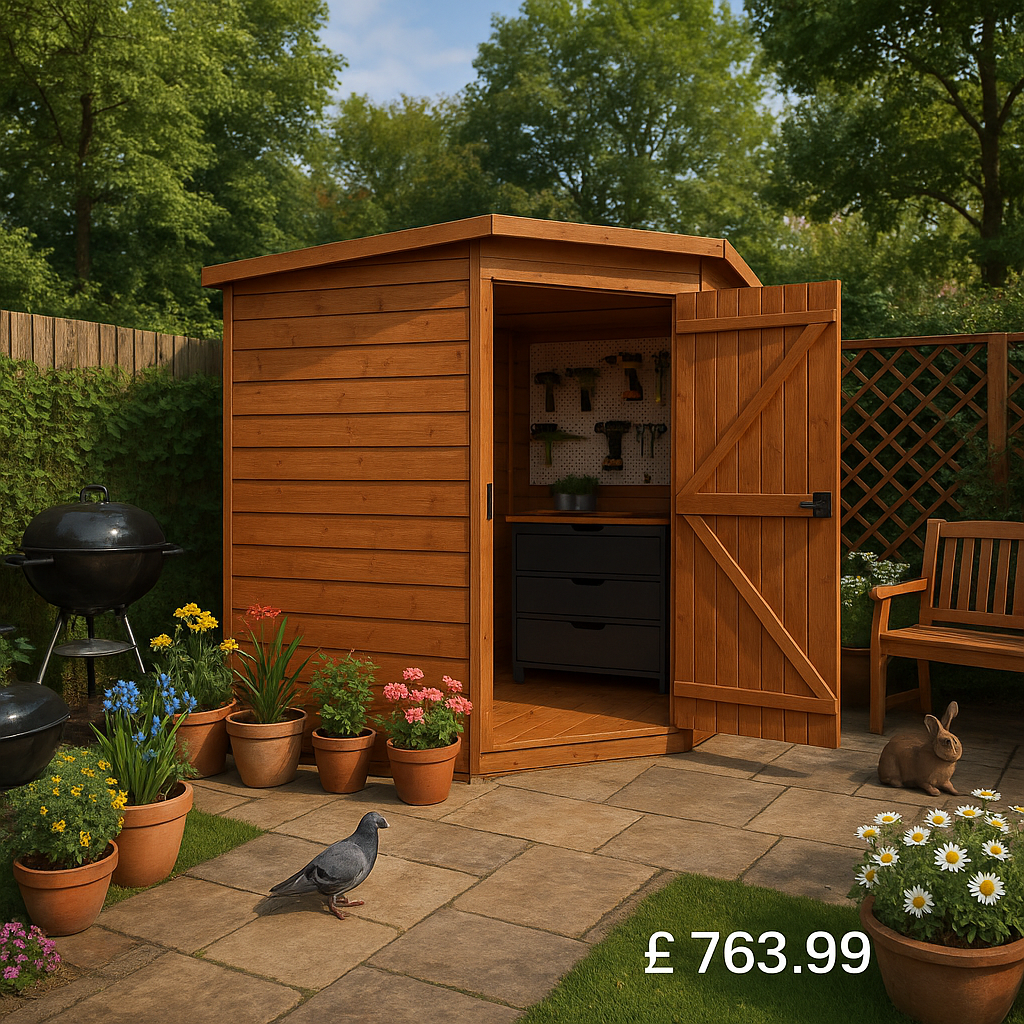 7'x7' Tiger Windowless Corner Shed - Wooden Corner Garden Sheds - 0% Finance - Buy Now Pay Later - Tiger Sheds