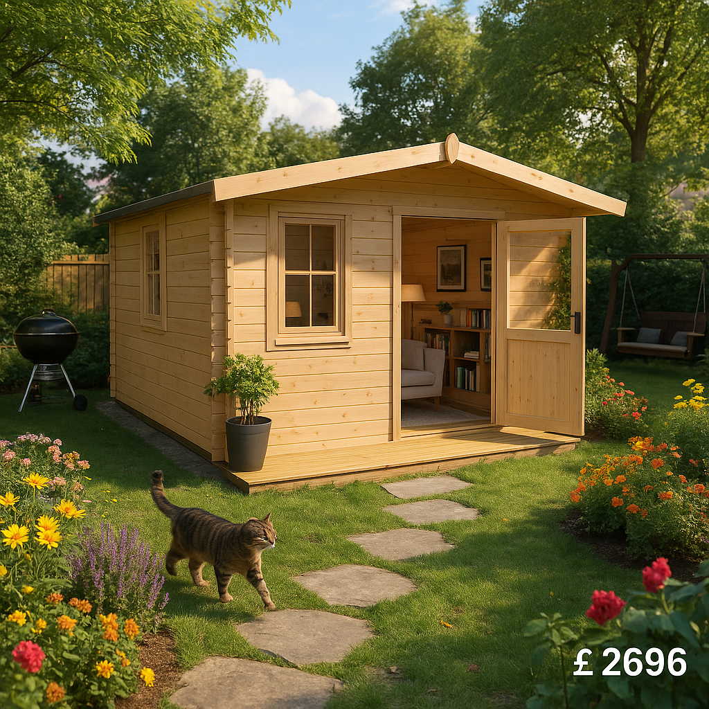 8'x12' Caspian Log Cabin - 28mm Garden Log Cabins - 0% Finance - Buy Now Pay Later - Tiger Sheds