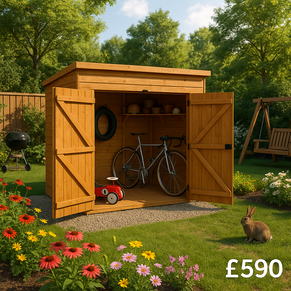 8'x4' Shiplap Pent Bike Store - TigerFlex - 0% Finance - Buy Now Pay Later - Tiger Sheds