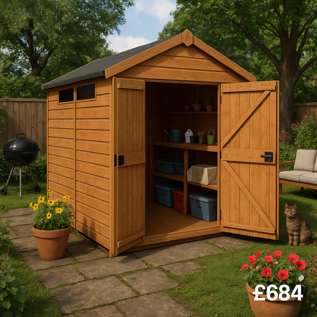 8'x4' TigerFlex Apex Security Double Door Shed - 0% Finance - Buy Now Pay Later - Tiger Sheds