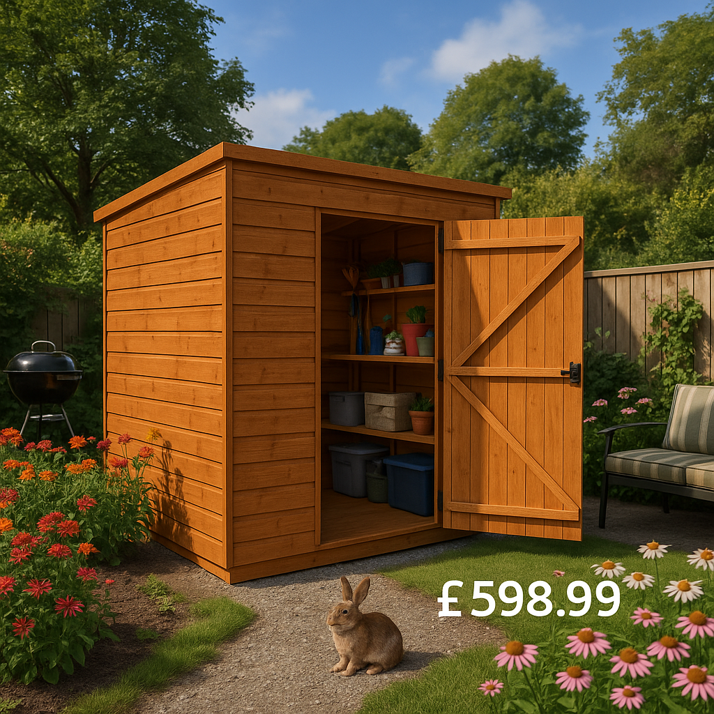 8'x4' Tigerflex Shiplap Pent Shed With Windows - Fast Delivery Outdoor Wooden Shed - 0% Interest Free Monthly Finance Available - Buy Now Pay Later