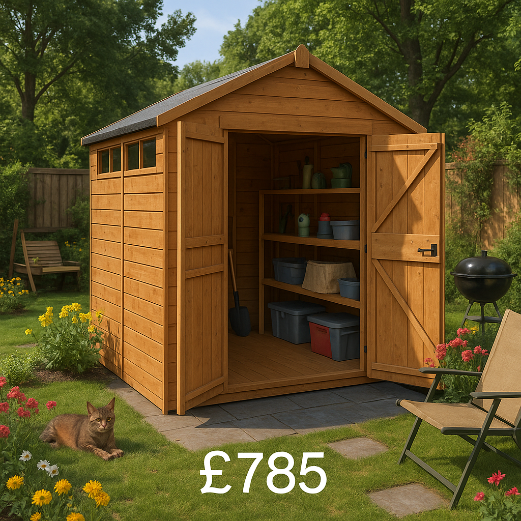 8'x6' TigerFlex Apex Security Double Door Shed - 0% Finance - Buy Now Pay Later - Tiger Sheds