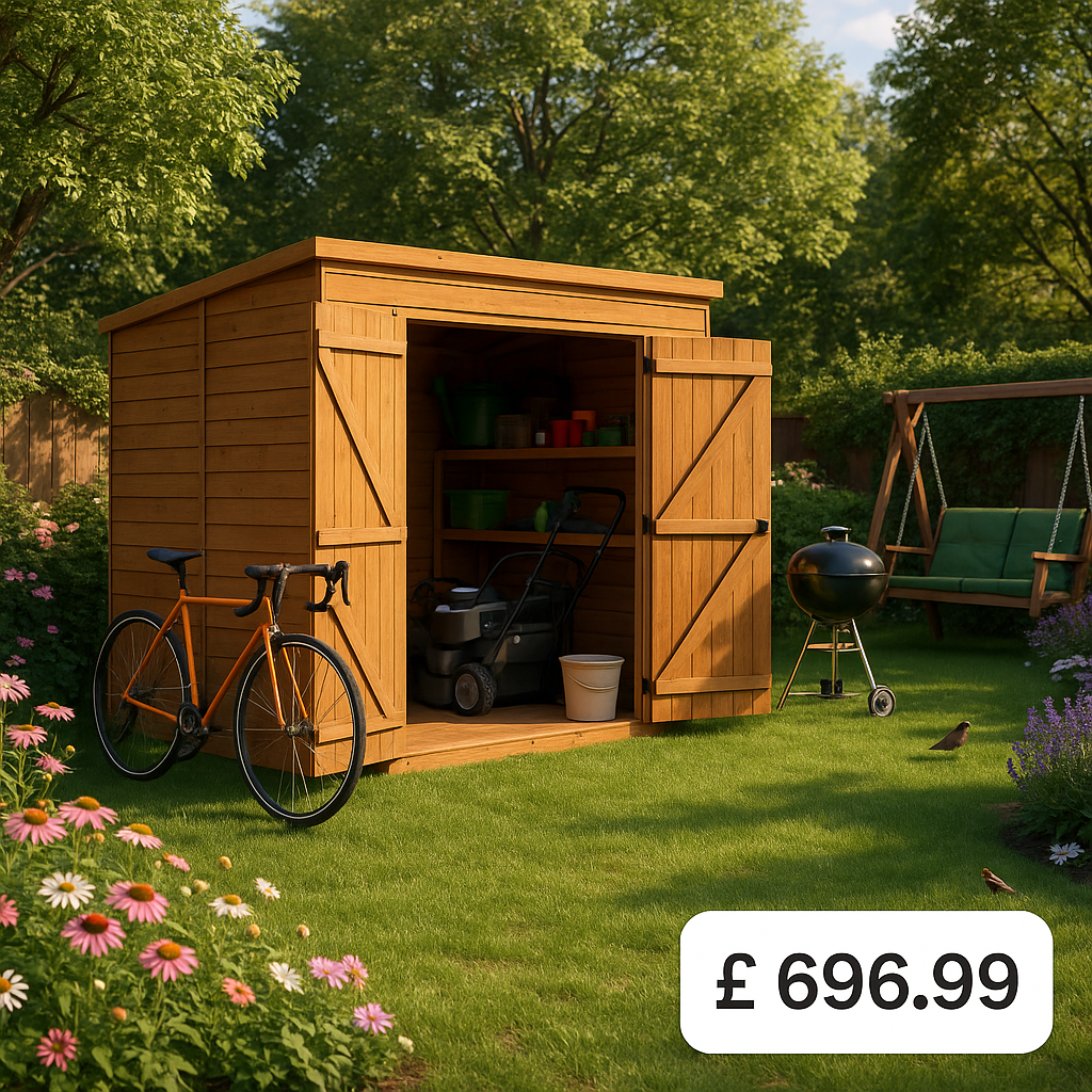 8'x6' Tigerflex Shiplap Pent Windowless Double Door Shed - 0% Finance - Buy Now Pay Later - Tiger Sheds