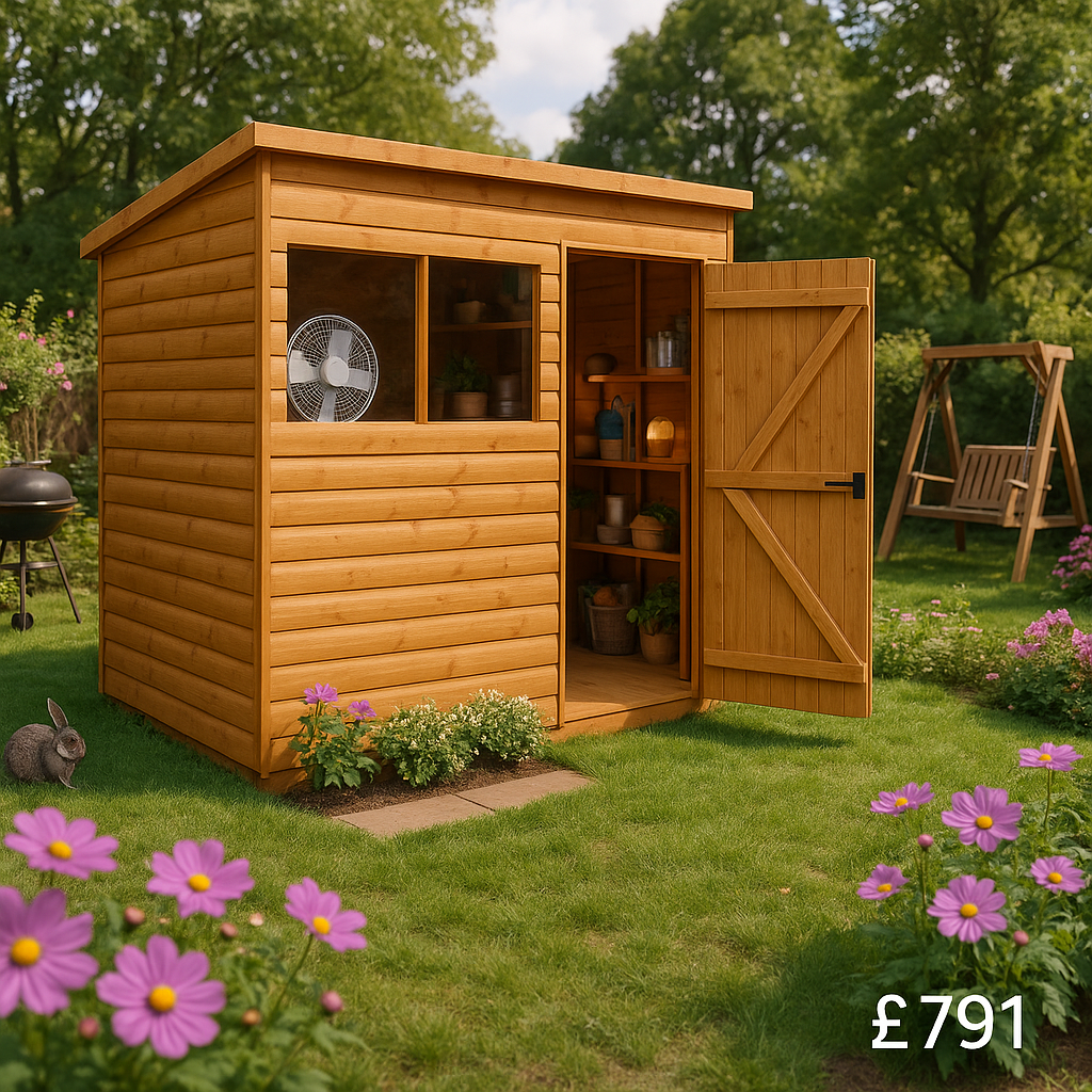 8'x6' Tiger Loglap Pent Shed - Wooden Loglap Sheds - 0% Finance - Buy Now Pay Later - Tiger Sheds