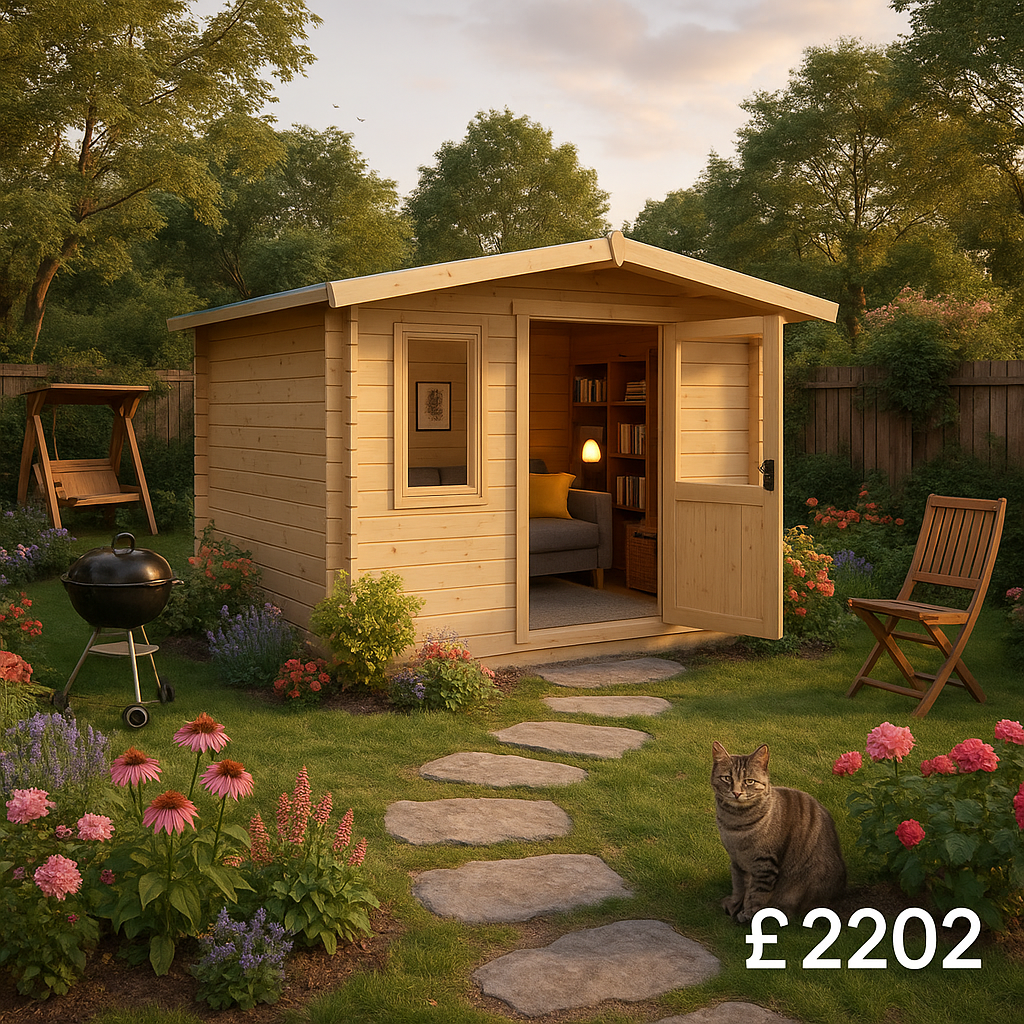 8'x8' Caspian Log Cabin - 28mm Garden Log Cabins - 0% Finance - Buy Now Pay Later - Tiger Sheds