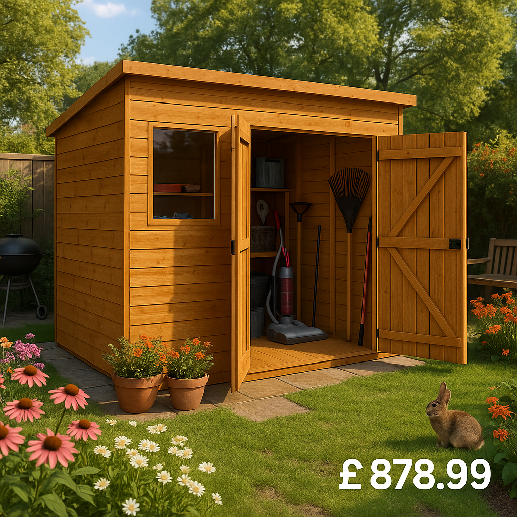 8'x8' Tiger Shiplap Pent Double Door - Wooden Shiplap Sheds - 0% Finance - Buy Now Pay Later - Tiger Sheds