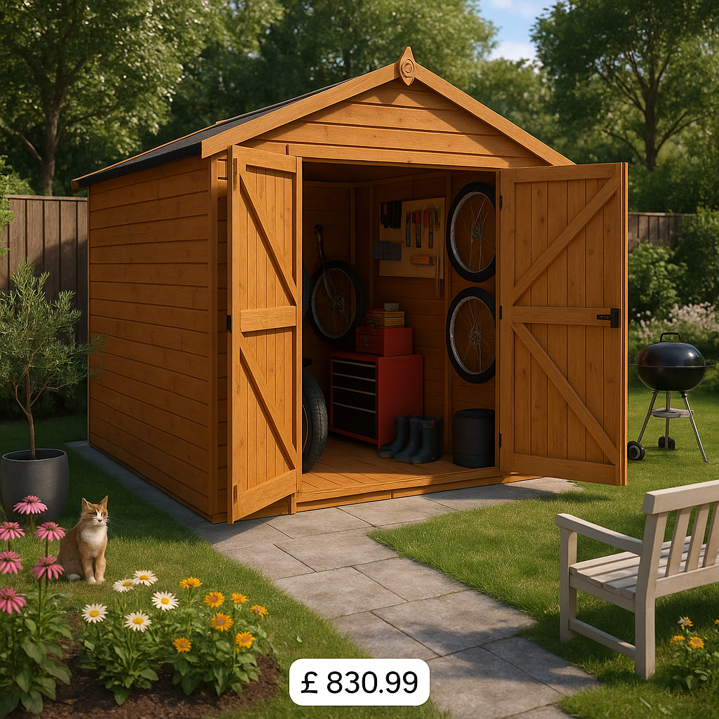 8'x8' Tiger Shiplap Windowless Apex Double Door Shed - Wooden Shiplap Sheds - 0% Finance - Buy Now Pay Later - Tiger Sheds