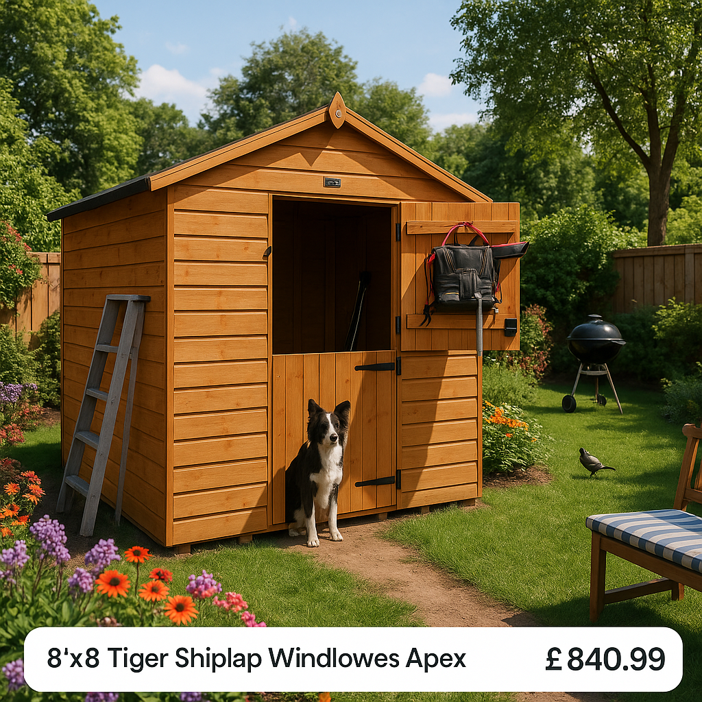 8'x8' Tiger Shiplap Windowless Apex Stable Door Shed - Wooden Shiplap Sheds - 0% Finance - Buy Now Pay Later - Tiger Sheds