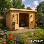 Garden Office - 10'x10' The Blake Log Cabin - 44mm Pent Log Cabins - 0% Finance - Buy Now Pay Later - Tiger Sheds