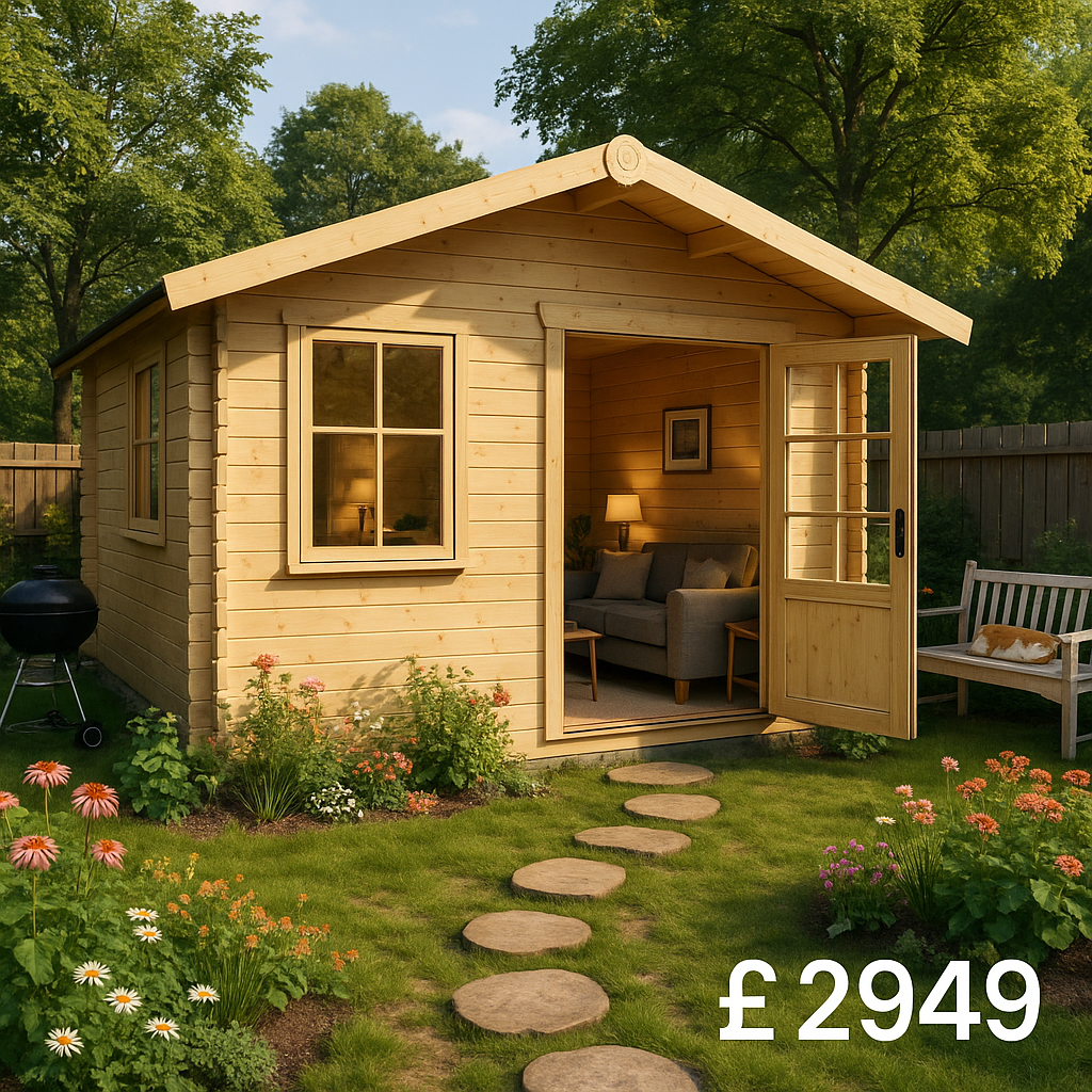 Garden Office - 10'x8' Milne Log Cabin - 44mm Garden Log Cabins - 0% Finance - Buy Now Pay Later - Tiger Sheds