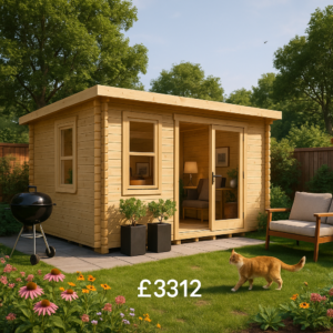 Garden Office - 12'x10' The Rho 44mm Log Cabin - 0% Finance - Buy Now Pay Later - Tiger Sheds