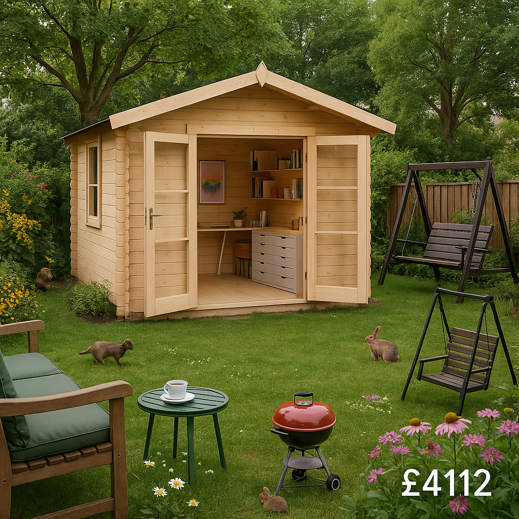 Garden Office - 12'x12' Kipling Log Cabin - Quality Garden Log Cabins - 0% Finance - Buy Now Pay Later - Tiger Sheds