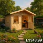 Garden Office - 12'x8' Milne Log Cabin - 44mm Garden Log Cabins - 0% Finance - Buy Now Pay Later - Tiger Sheds