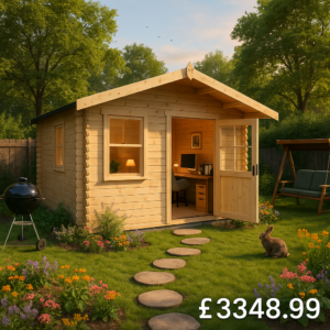 Garden Office - 12'x8' Milne Log Cabin - 44mm Garden Log Cabins - 0% Finance - Buy Now Pay Later - Tiger Sheds