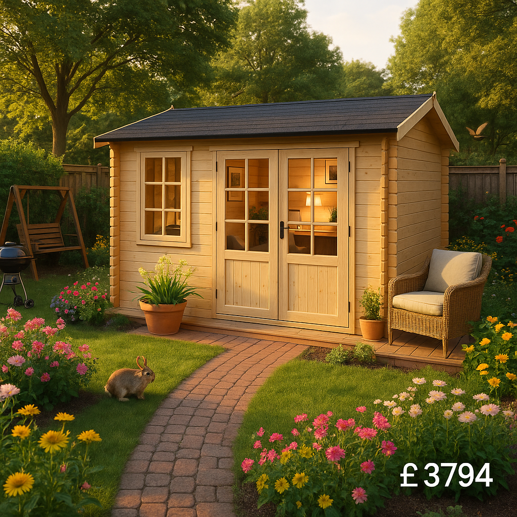 Garden Office - 14'x10' Martel Log Cabin - 44mm Garden Log Cabins - 0% Finance - Buy Now Pay Later - Tiger Sheds