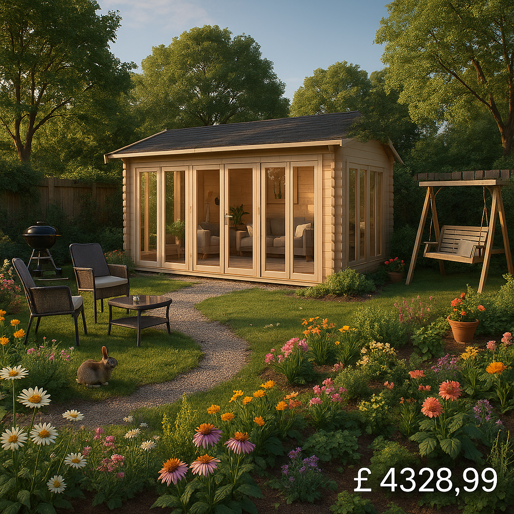 Garden Office - 14'x10' The Gamma 44mm Log Cabin - 0% Finance - Buy Now Pay Later - Tiger Sheds