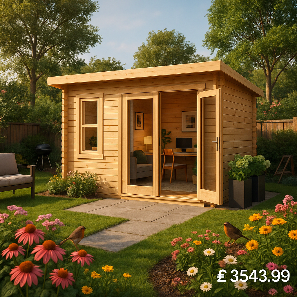 Garden Office - 14'x10' The Rho 44mm Log Cabin - 0% Finance - Buy Now Pay Later - Tiger Sheds