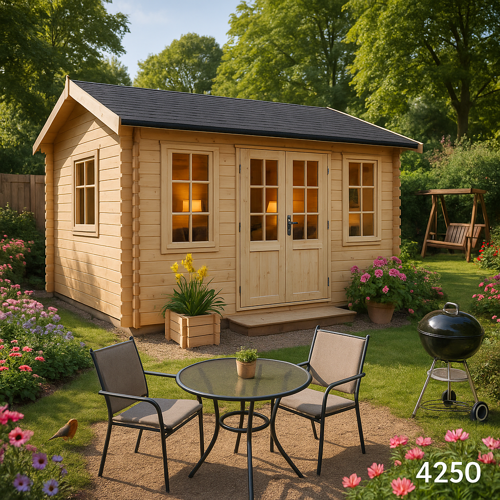 Garden Office - 14'x12' Martel Log Cabin - 44mm Garden Log Cabins - 0% Finance - Buy Now Pay Later - Tiger Sheds