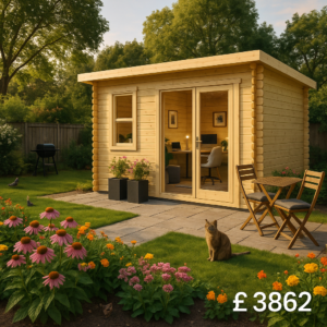 Garden Office - 14'x12' The Rho 44mm Log Cabin - 0% Finance - Buy Now Pay Later - Tiger Sheds