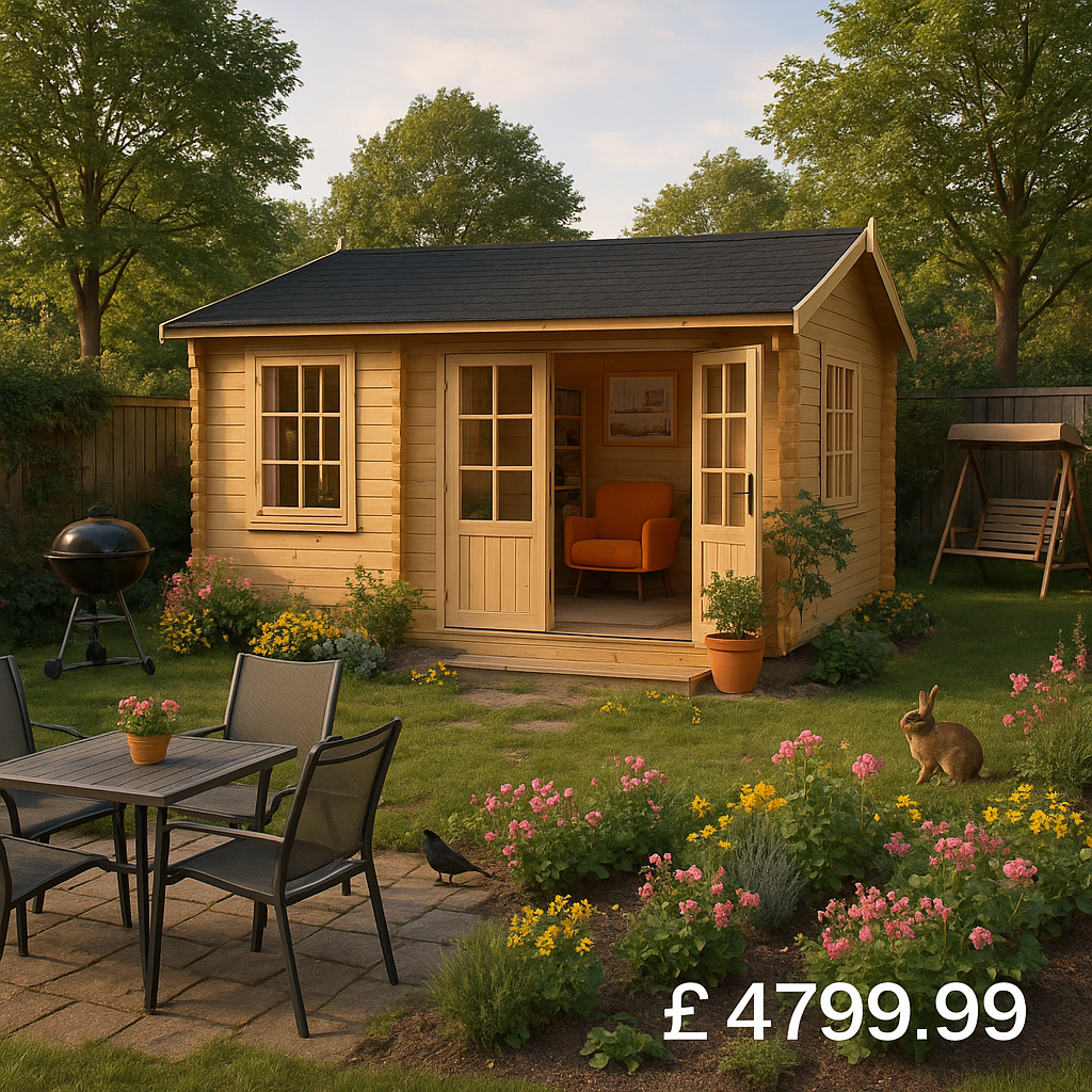 Garden Office - 14'x14' The Amur 44mm Log Cabin - 0% Finance - Buy Now Pay Later - Tiger Sheds