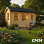 Garden Office - 14'x8' Martel Log Cabin - 44mm Garden Log Cabins - 0% Finance - Buy Now Pay Later - Tiger Sheds