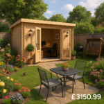 Garden Office - 14'x8' The Blake Log Cabin - 44mm Pent Log Cabins - 0% Finance - Buy Now Pay Later - Tiger Sheds