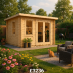 Garden Office - 14'x8' The Rho 44mm Log Cabin - 0% Finance - Buy Now Pay Later - Tiger Sheds