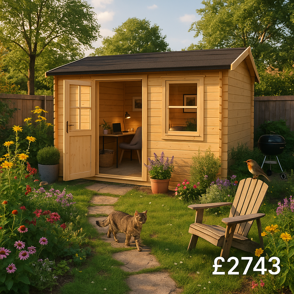 Garden Office - 14'x8' The Sabre 28mm Log Cabin - 0% Finance - Buy Now Pay Later - Tiger Sheds