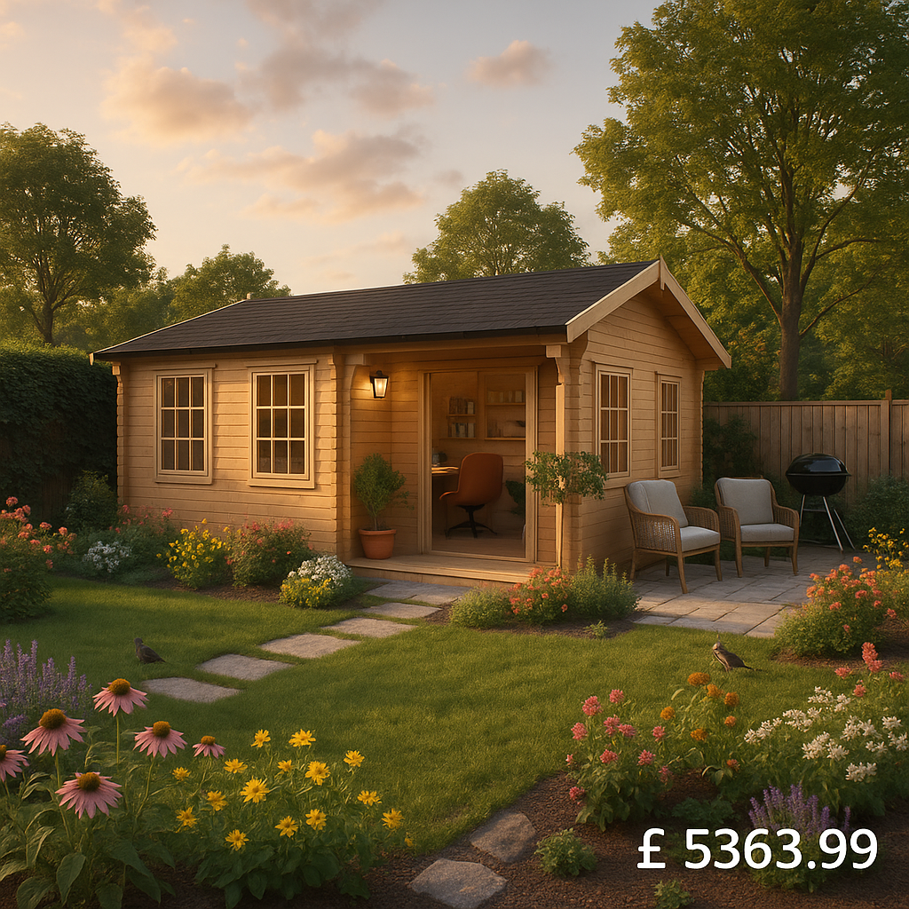 Garden Office - 16'x14' The Amur 44mm Log Cabin - 0% Finance - Buy Now Pay Later - Tiger Sheds