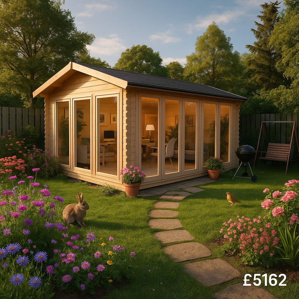 Garden Office - 18'x10' The Gamma 44mm Log Cabin - 0% Finance - Buy Now Pay Later - Tiger Sheds