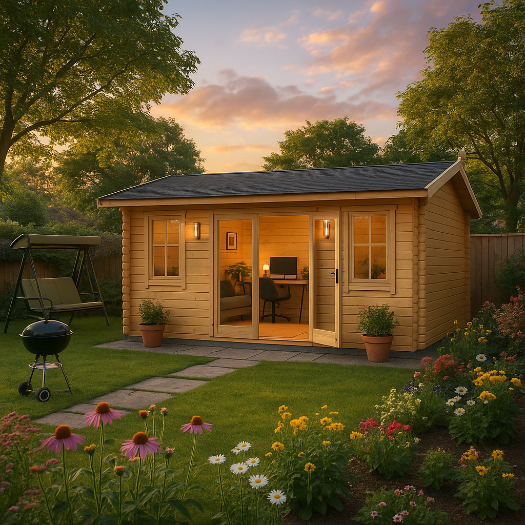 Garden Office - 20'x10' The Delta 44mm Log Cabin - 0% Finance - Buy Now Pay Later - Tiger Sheds