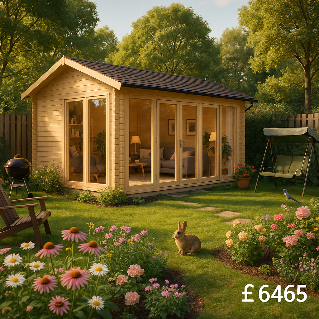 Garden Office - 20'x14' The Gamma 44mm Log Cabin - 0% Finance - Buy Now Pay Later - Tiger Sheds