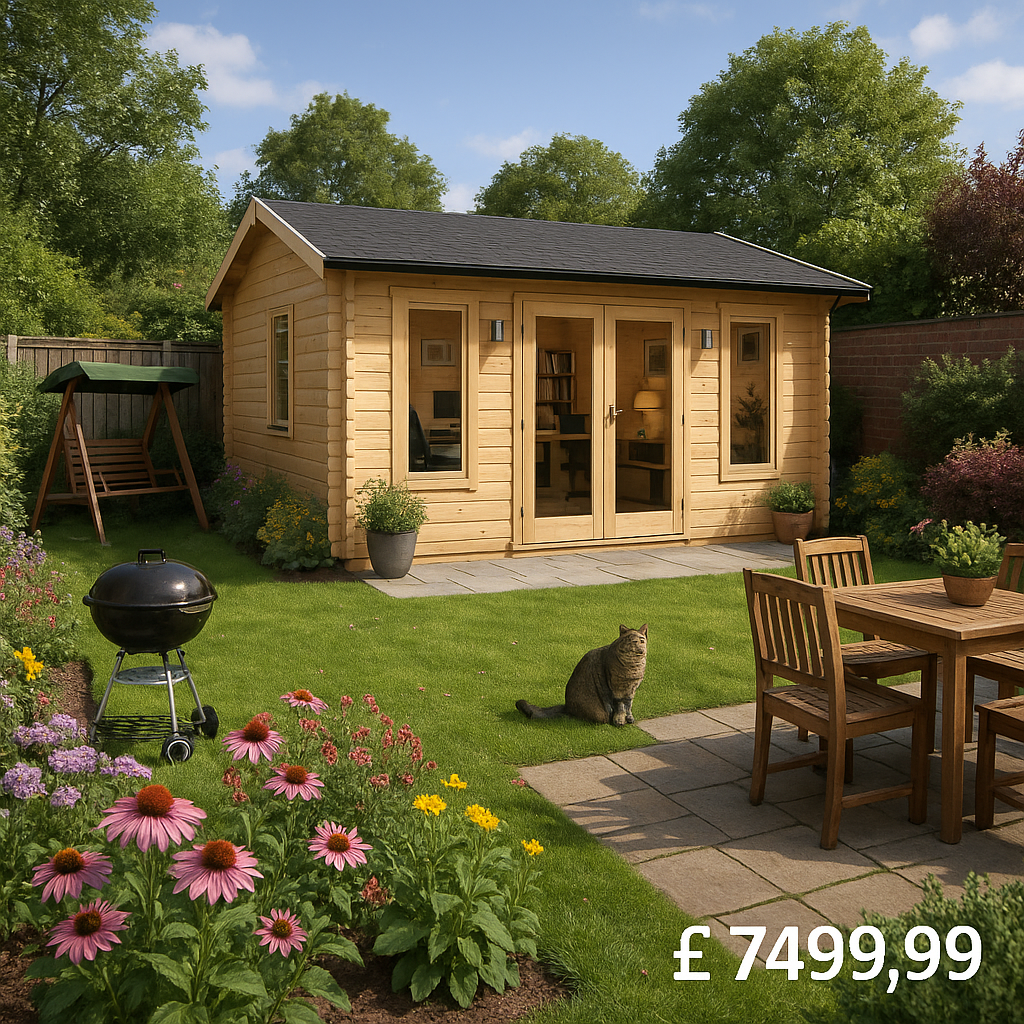 Garden Office - 20'x16' The Delta 44mm Log Cabin - 0% Finance - Buy Now Pay Later - Tiger Sheds