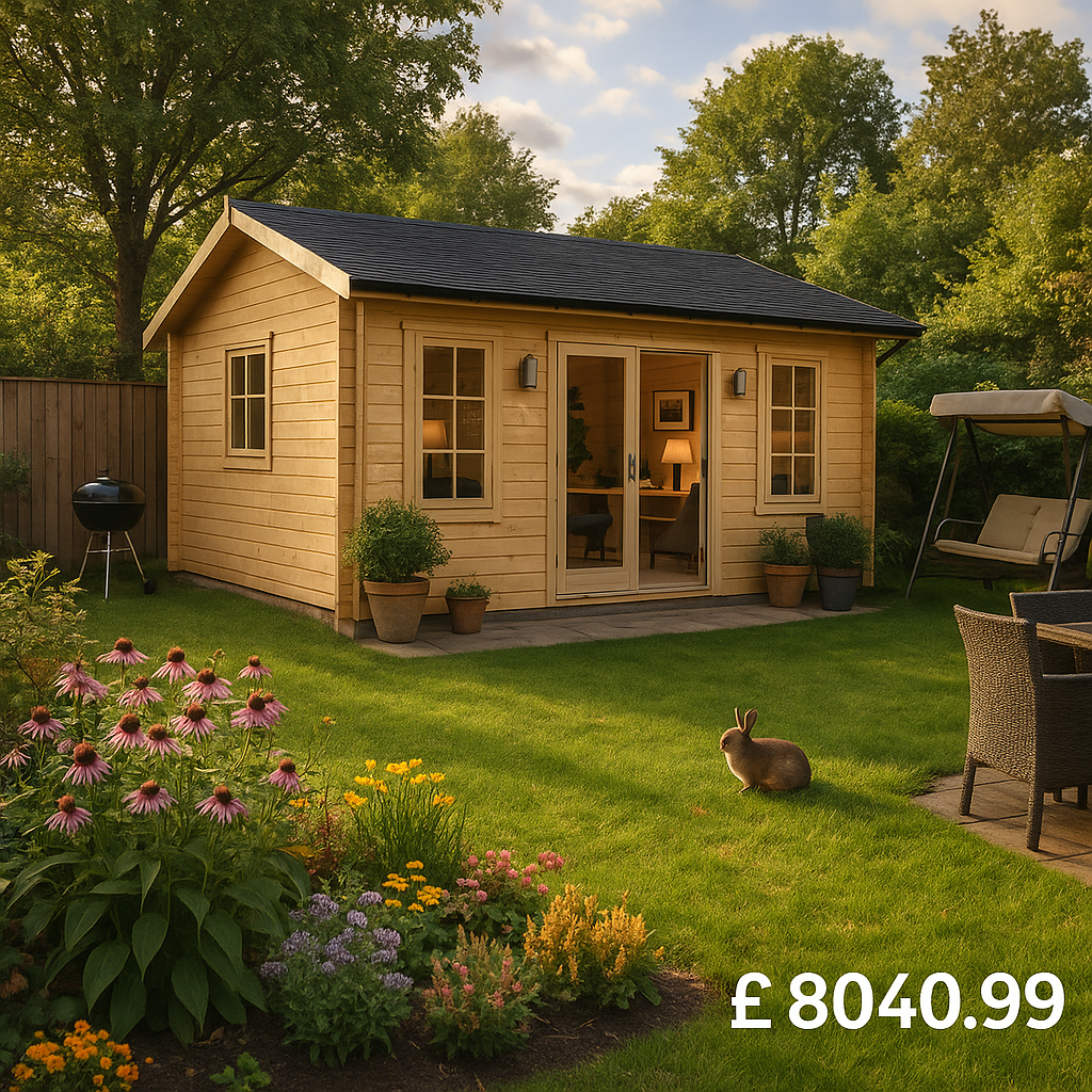 Garden Office - 20'x18' The Delta 44mm Log Cabin - 0% Finance - Buy Now Pay Later - Tiger Sheds