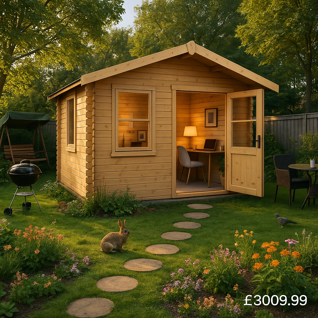 Garden Office - 8'x10' Milne Log Cabin - 44mm Garden Log Cabins - 0% Finance - Buy Now Pay Later - Tiger Sheds