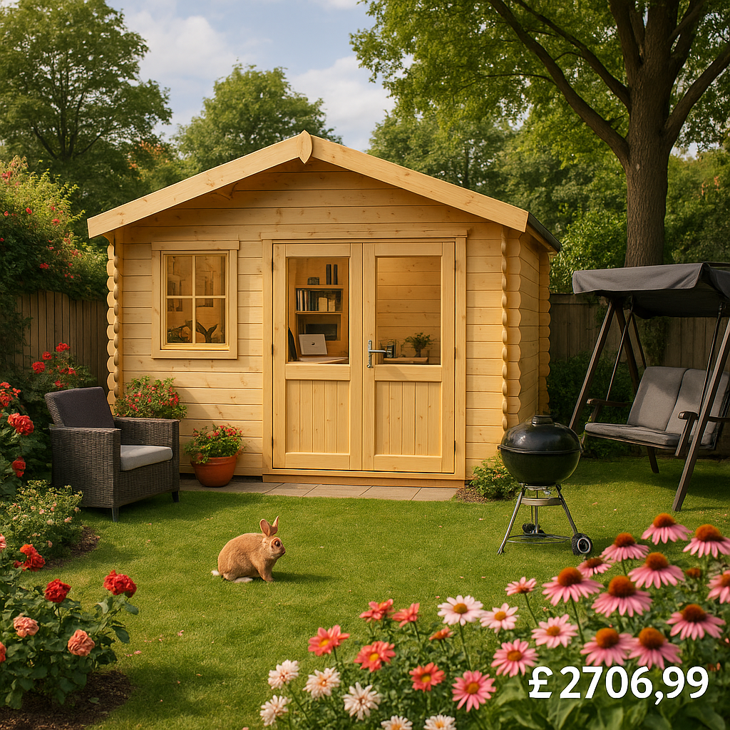 Garden Office & Garden Gym Room - 12'x10' The Javan 28mm Log Cabin - 0% Finance - Buy Now Pay Later - Tiger Sheds