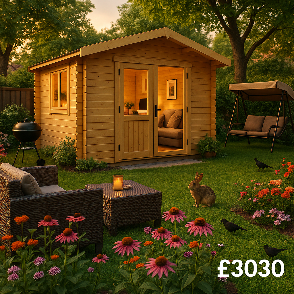 Garden Office & Garden Gym Room - 12'x12' The Javan 28mm Log Cabin - 0% Finance - Buy Now Pay Later - Tiger Sheds