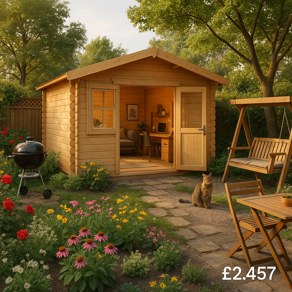 Garden Office & Garden Gym Room - 12'x8' The Javan 28mm Log Cabin - 0% Finance - Buy Now Pay Later - Tiger Sheds