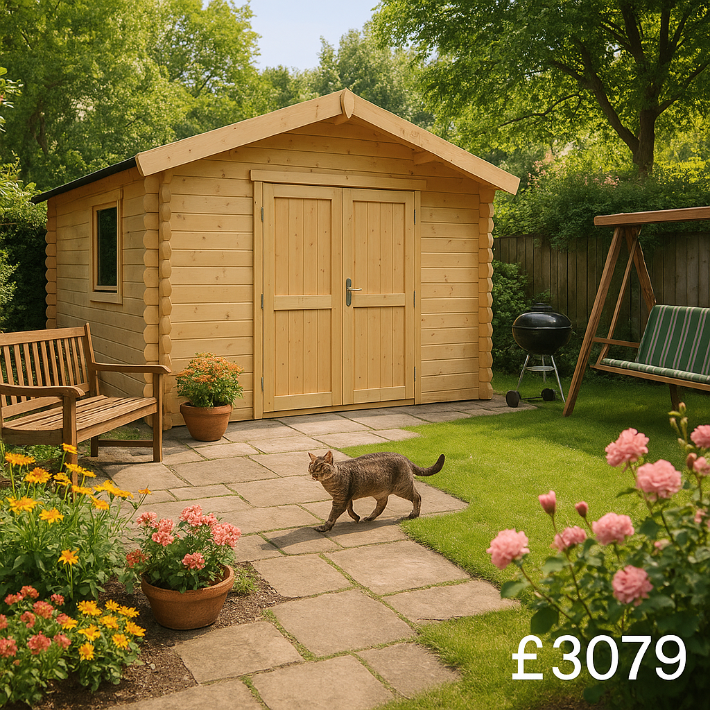 Garden Office & Garden Gym Room - 14'x10' The Javan 28mm Log Cabin - 0% Finance - Buy Now Pay Later - Tiger Sheds