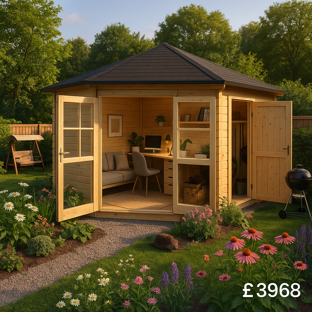 Garden Office & Garden Gym Room - 14'x10' The Vibrissa 28mm Log Cabin - 0% Finance - Buy Now Pay Later - Tiger Sheds
