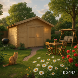 Garden Office & Garden Gym Room - 14'x12' The Javan 28mm Log Cabin - 0% Finance - Buy Now Pay Later - Tiger Sheds
