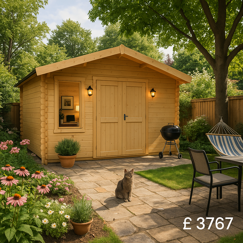 Garden Office & Garden Gym Room - 14'x14' The Javan 28mm Log Cabin - 0% Finance - Buy Now Pay Later - Tiger Sheds