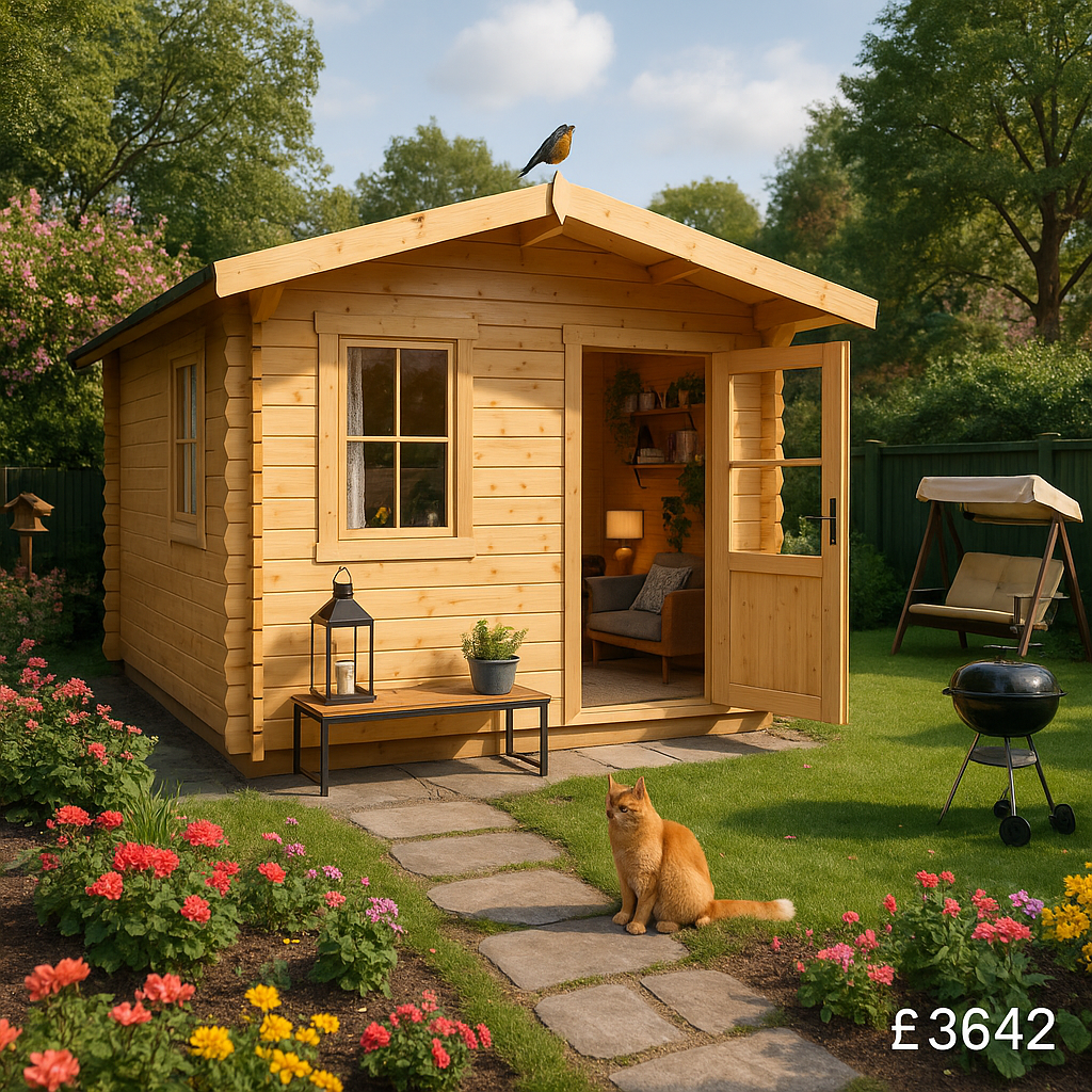 10'x12' Milne Log Cabin - 44mm Garden Log Cabins - 0% Finance - Buy Now Pay Later - Tiger Sheds