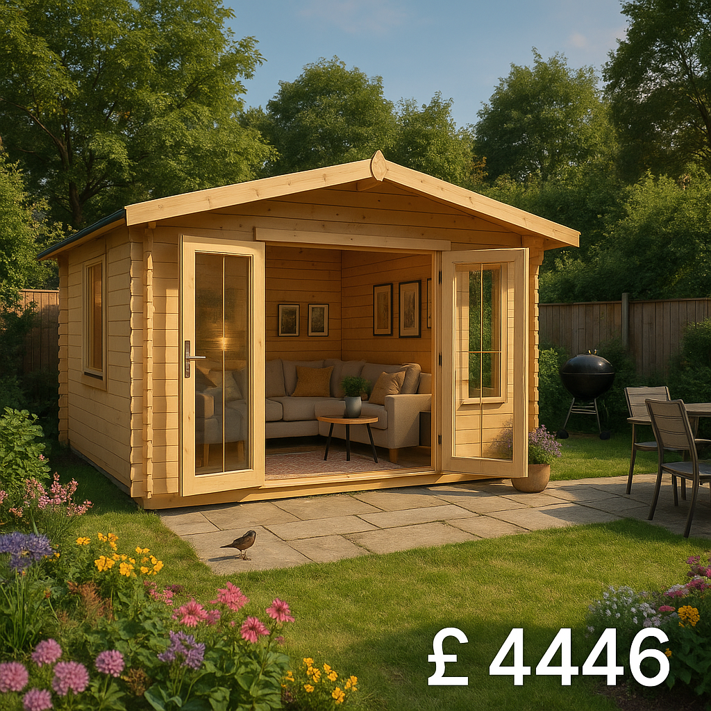 10'x14' Shere Log Cabins - 44mm Log Cabin - 0% Finance - Buy Now Pay Later - Tiger Sheds