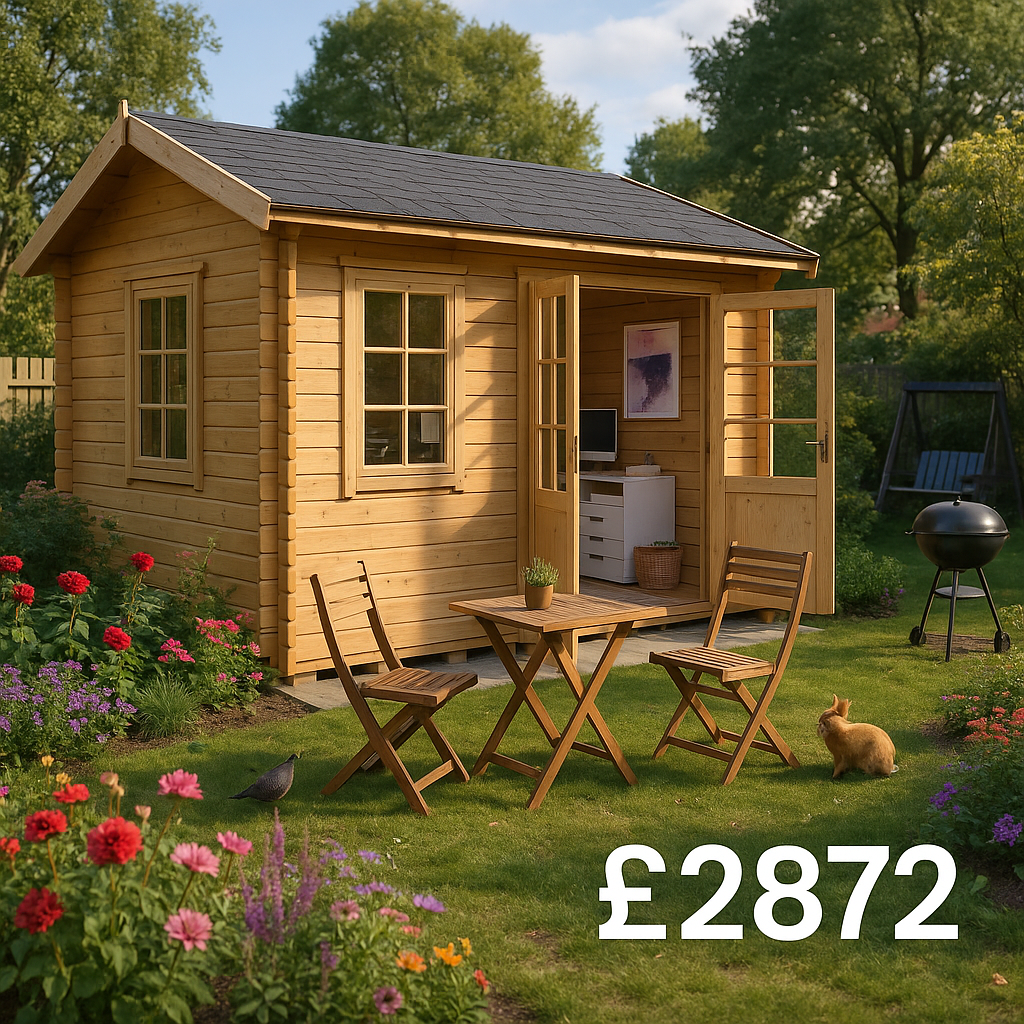 10'x8' Martel Log Cabin - 44mm Garden Log Cabins - 0% Finance - Buy Now Pay Later - Tiger Sheds