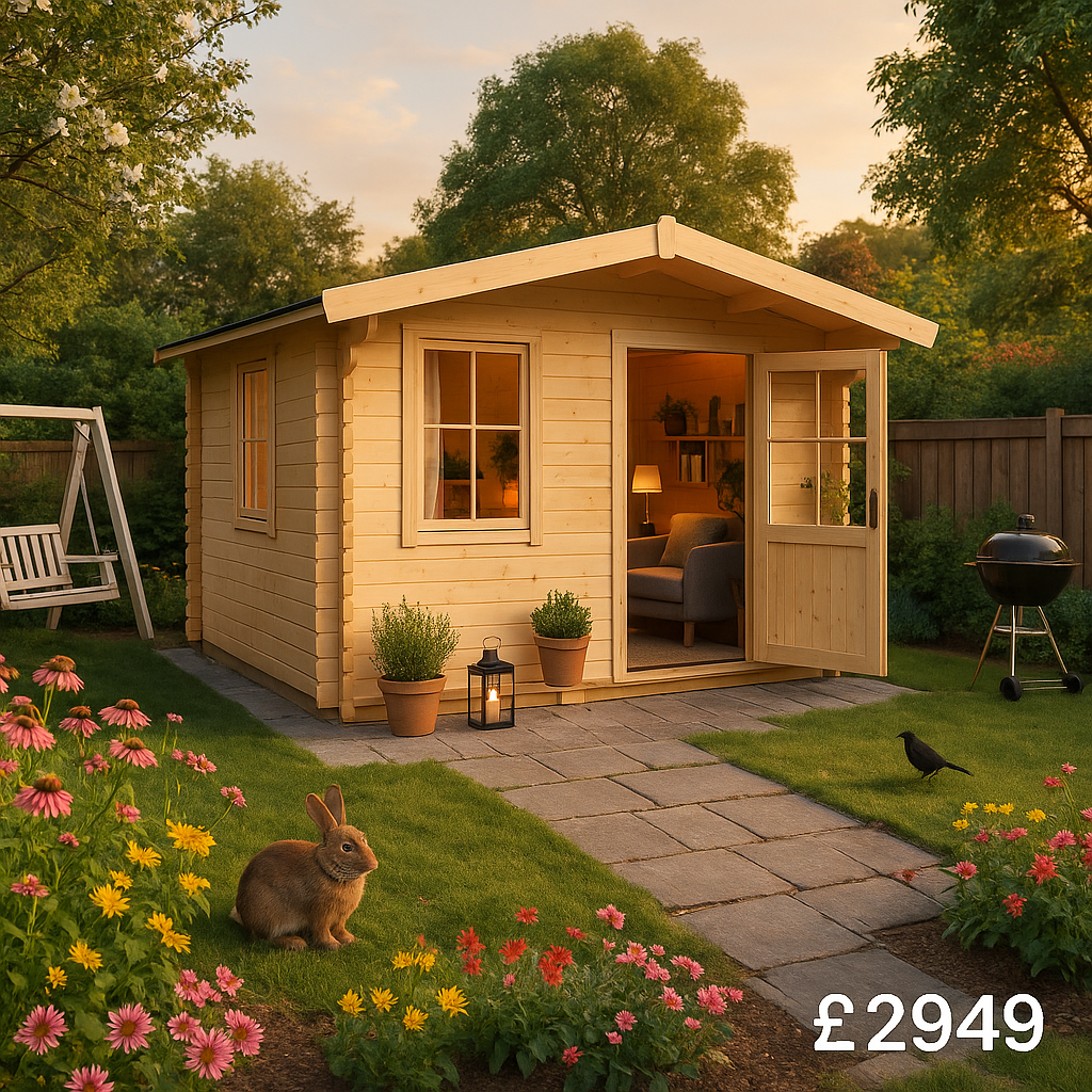 10'x8' Milne Log Cabin - 44mm Garden Log Cabins - 0% Finance - Buy Now Pay Later - Tiger Sheds