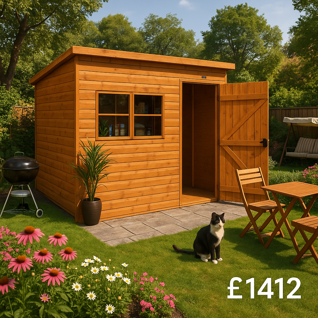 10'x8' Tiger Loglap Extra High Pent - Wooden Garden Sheds - 0% Finance - Buy Now Pay Later - Tiger Sheds