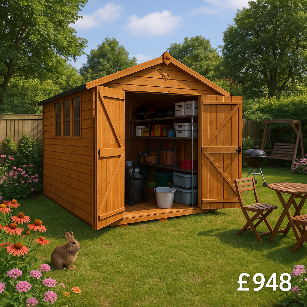 10'x8' Tiger Shiplap Apex Double Door Shed - Wooden Shiplap Sheds - 0% Finance - Buy Now Pay Later - Tiger Sheds